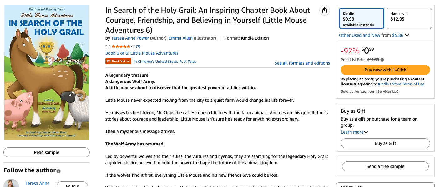 Little Mouse Adventures book In Search of the Holy Grail celebrating its #1 Amazon ranking screenshot